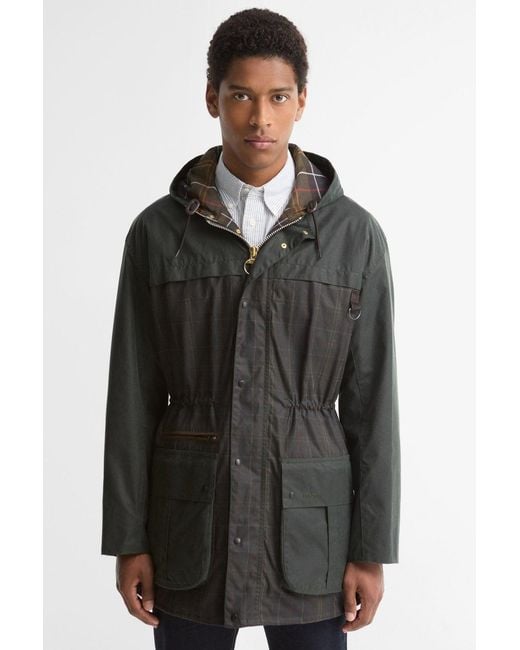 Barbour Black Cons Tartan Durham Waxjacket for men