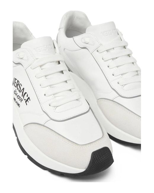 Versace White Embroidery Sneakers for men