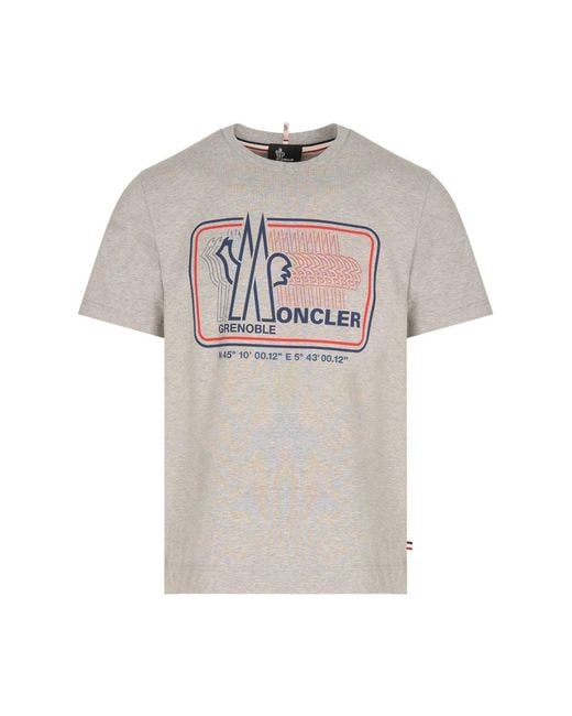 Moncler Gray Text Branding T Shirt for men