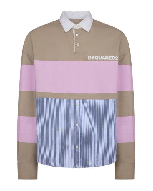 DSquared² Pink Hybrid Oversize Rugby Shirt for men