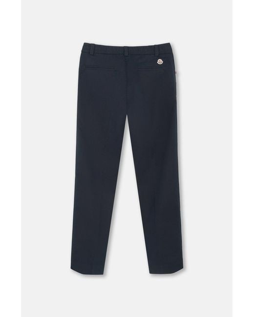 Moncler Blue Straight Leg Cotton Trousers for men