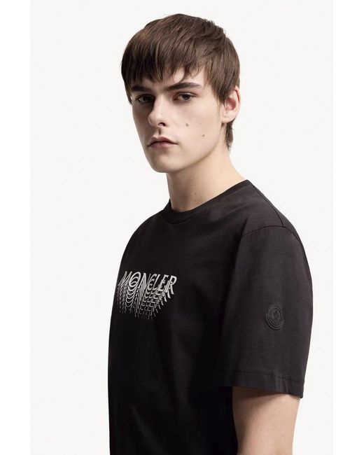 Moncler Black Text Logo T Shirt for men