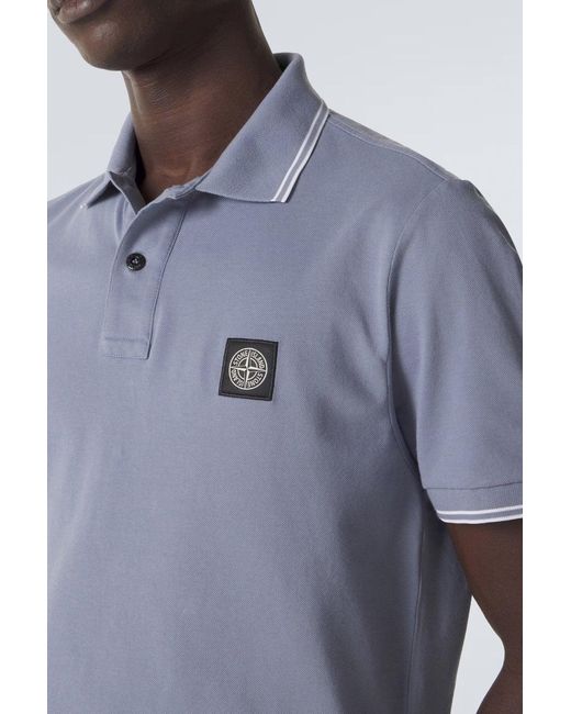 Stone Island Blue S0018 Patch Logo Polo for men
