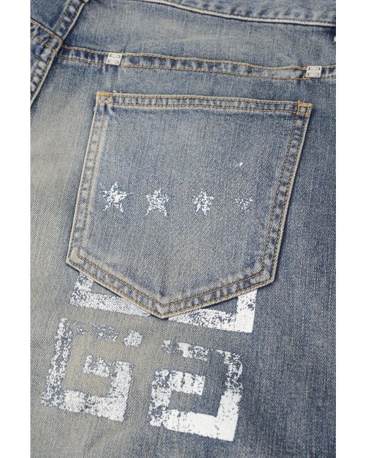 Givenchy Blue Distressed Zip Pocket Jeans for men