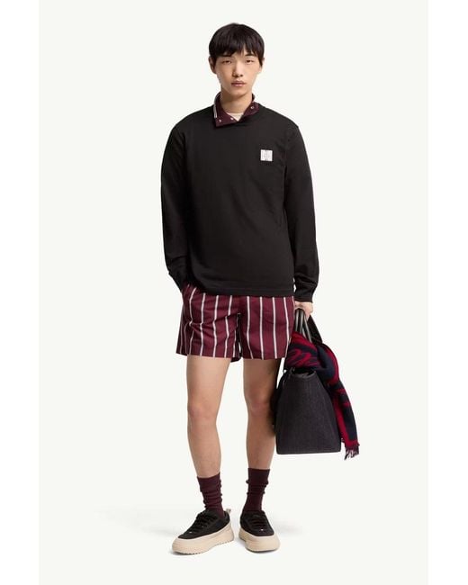 Moncler Black Patch Logo Ls Cotton T Shirt for men