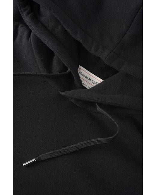 Alexander McQueen Black Seal Logo Cotton Hooded Top for men