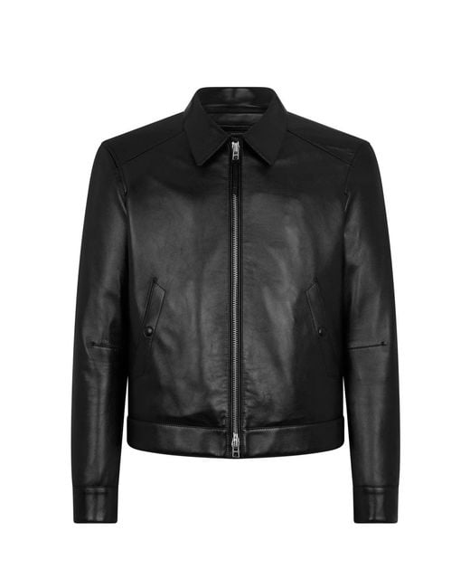 Tom Ford Black Grain Leather Collar Jacket for men