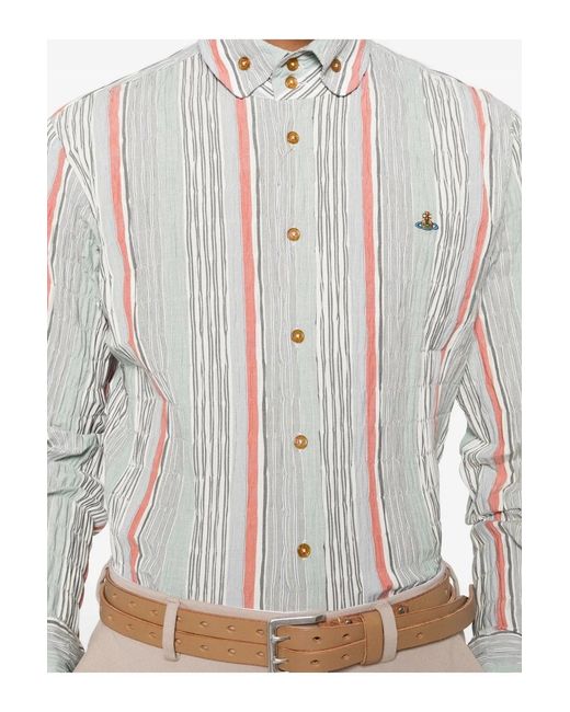 Vivienne Westwood White 2 Button Stripe Krall Shirt for men