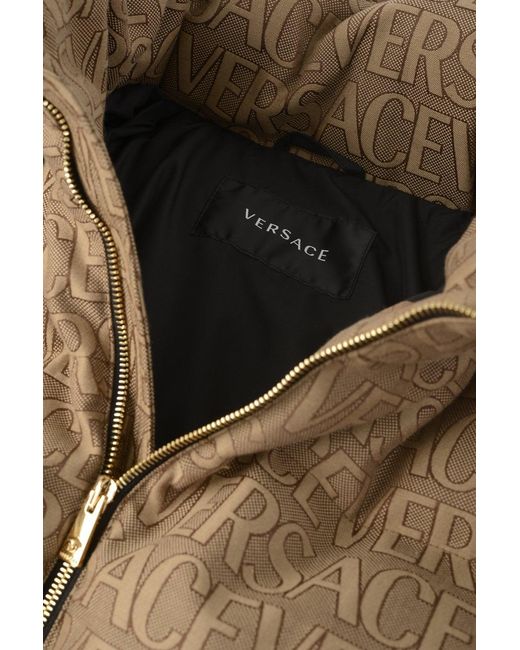 Versace Brown All Over Down Jacket for men