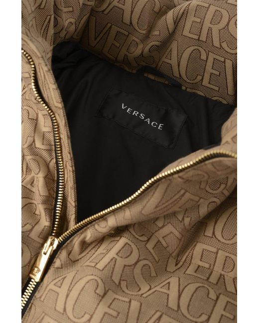 Versace Brown All Over Down Jacket for men