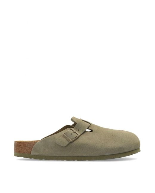 Birkenstock Green Boston Suede Leather Clogs for men