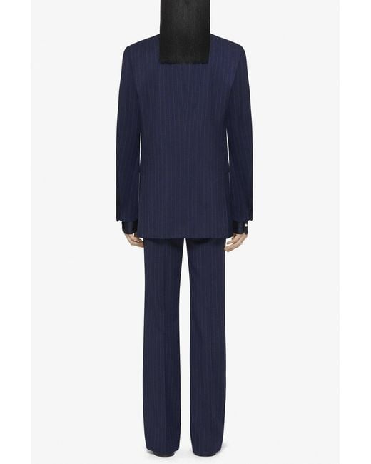 Givenchy Blue Virgin Wool Straight Leg Trousers for men