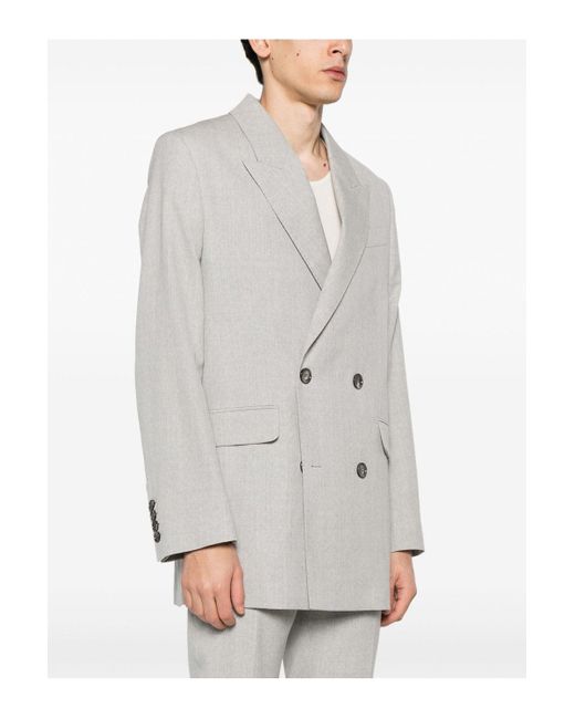 AMI White Virgin Wool Double Breasted Jacket for men