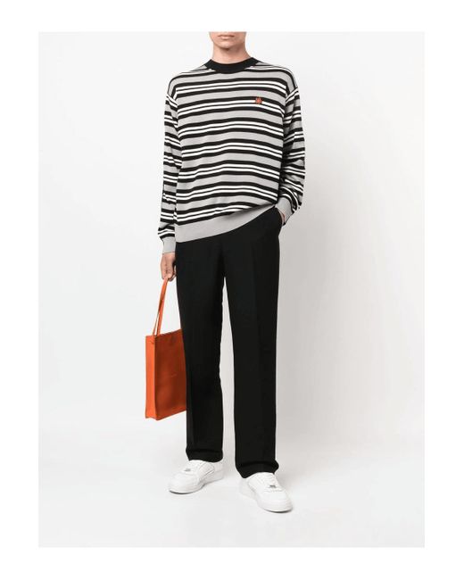 KENZO Black Stripe Wool Sweater for men
