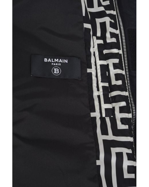 Balmain Black Monogram Nylon Jacket for men