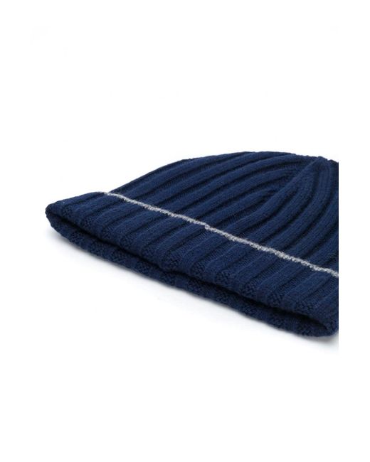 Brunello Cucinelli Blue Cashmere Beanie for men