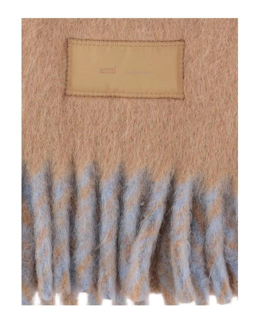 AMI White Bicolor Double Face Scarf