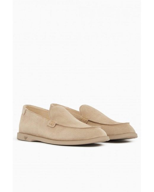 Emporio Armani White Branded Loafers for men