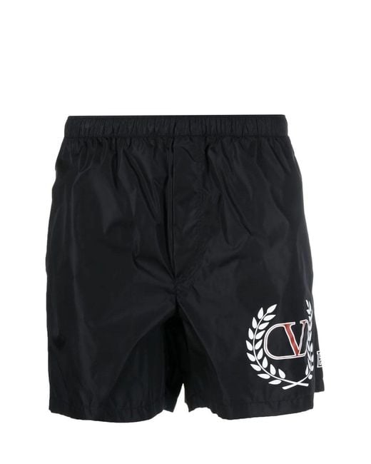 Valentino Black Branded Swimshorts for men
