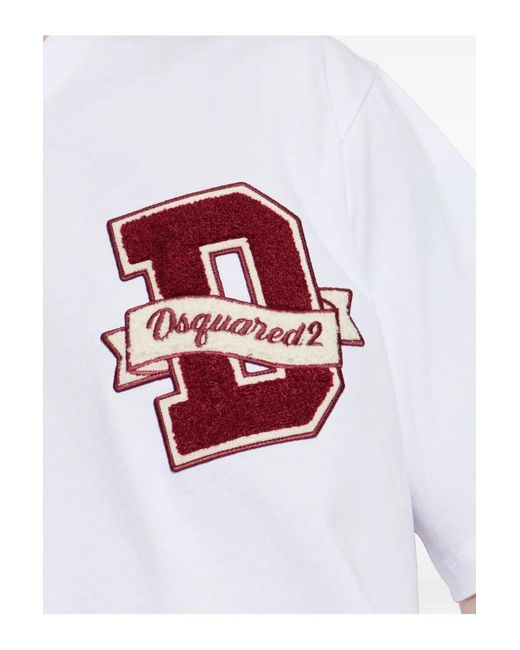 DSquared² White Branded Loose Fit T Shirt for men