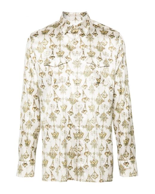 Givenchy Natural Printed Silk Shirt for men