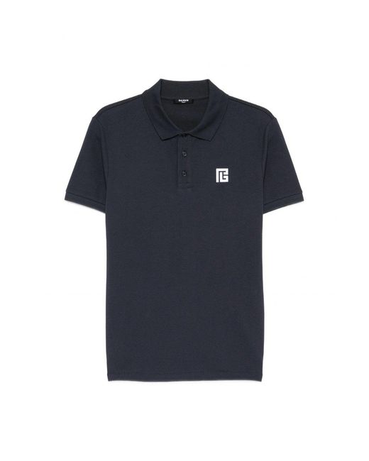 Balmain Blue Embroidered Ps Piquet Polo for men