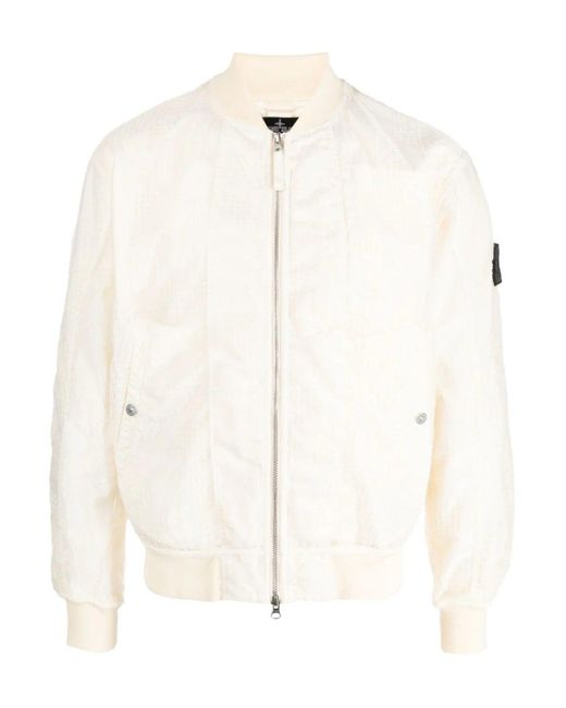 Stone Island Shadow Project Natural Sleeve Badge Bomber Jacket Beige for men