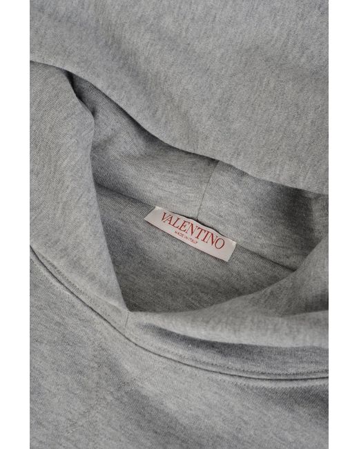 Valentino White Embroidered Branding Hoodie for men