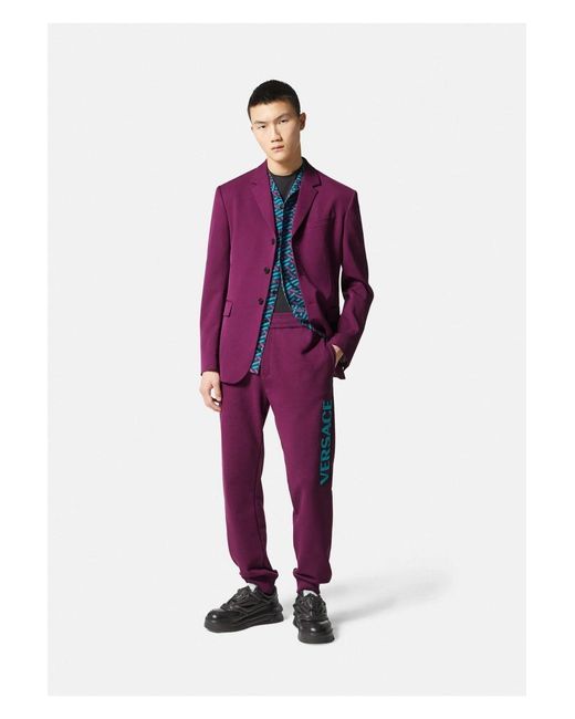 Versace Purple Ricamo Cuffed Joggers for men