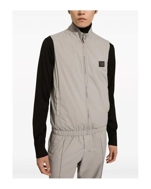 Dolce & Gabbana Gray Plaque Zip Gilet for men