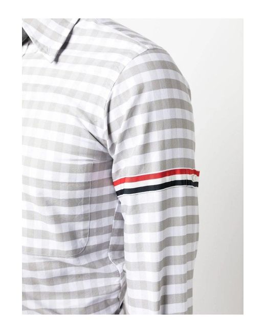 Thom Browne White Gingham Check Oxford Shirt for men