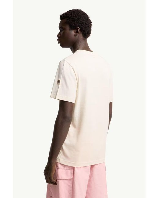 Moncler Natural Printed Cotton T Shirt for men