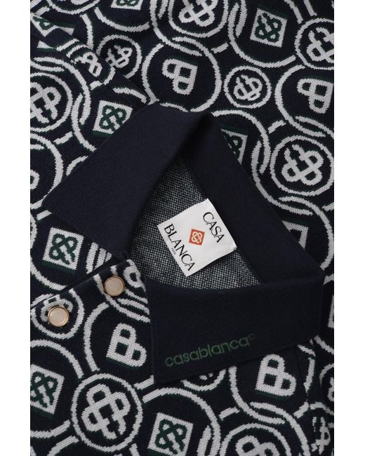 Casablanca Black Monogram Polo Shirt for men