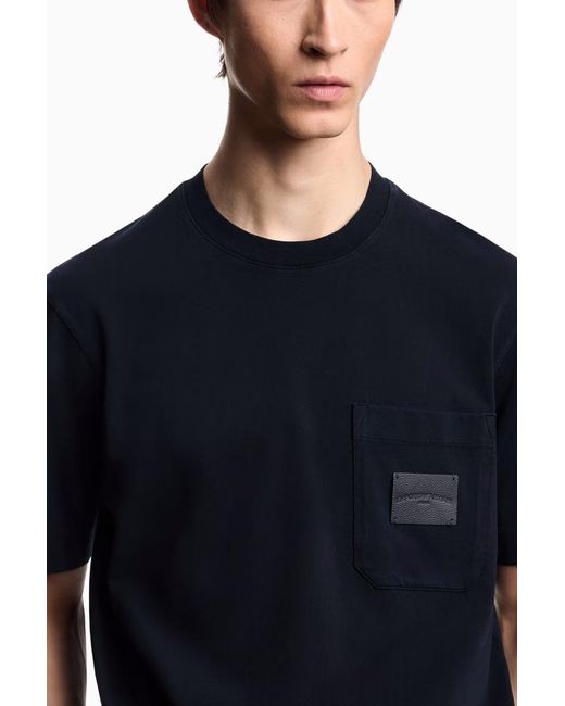 Emporio Armani Blue Pocket Detail T Shirt for men