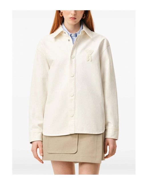 AMI White Knitted Adc Overshirt for men