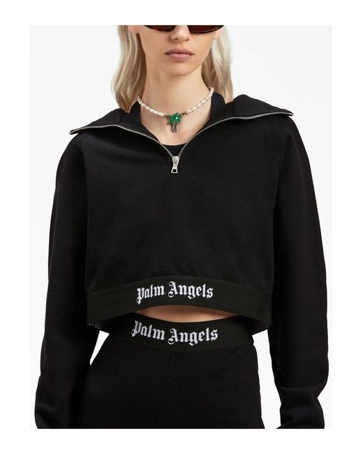 Palm Angels Black Logo Tape Zip Hoody