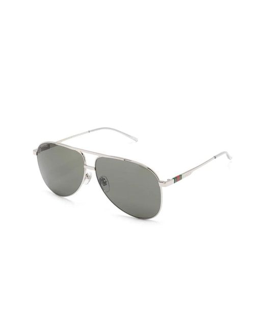 Gucci Gray Metal Webbing Aviator Sunglasses