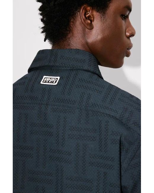 KENZO Blue Weave Workwear Overshirt for men
