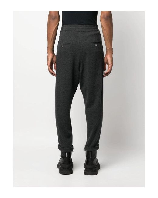 Balmain Black Low Crotch Flannel Trousers for men
