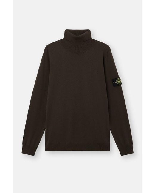 Stone Island Black Wool 5100025 T Neck Sweater for men