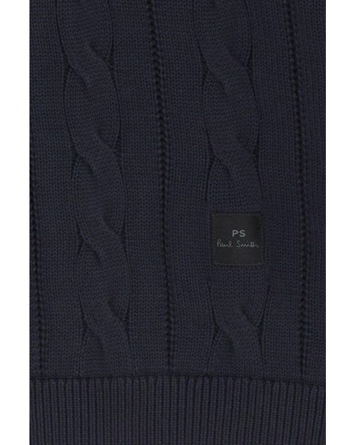 Paul Smith Blue Ps Zip Neck Sweater for men