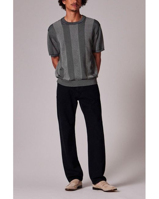 Paul Smith Gray Knitted Stripe T Shirt for men