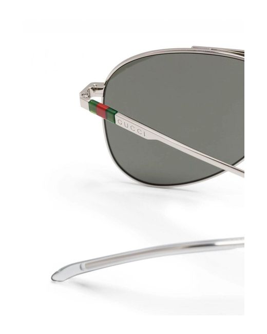 Gucci Gray Metal Webbing Aviator Sunglasses