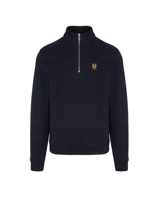 Belstaff Blue Patch Logo 1/4 Zip Sweatshirt for men