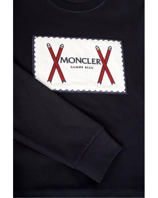 Moncler Cotton Patch Logo Gamme Blue Sweatshirt for Men - Lyst