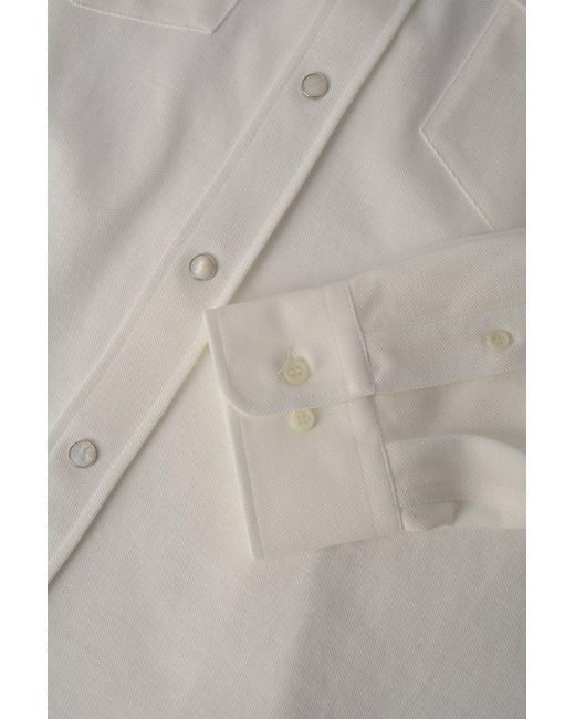 Brunello Cucinelli White Western Cotton Shirt for men