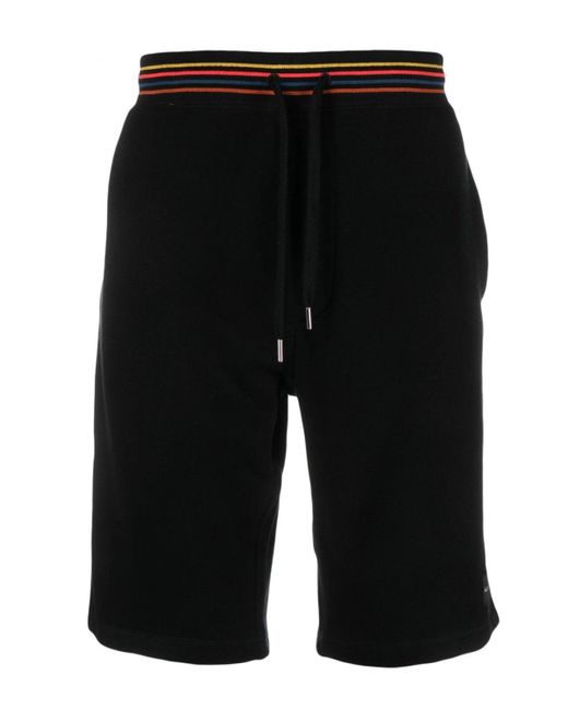 Paul Smith Black Artist Stripe Cuffed Shorts for men