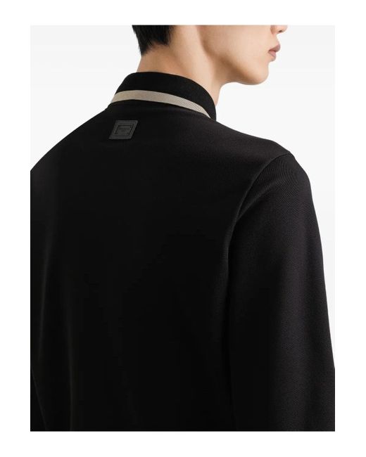 Dolce & Gabbana Black Contrast Trim Ls Polo for men