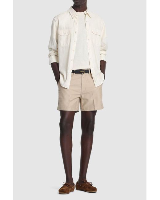 Tom Ford Natural Brushed Cotton Satin Shorts for men