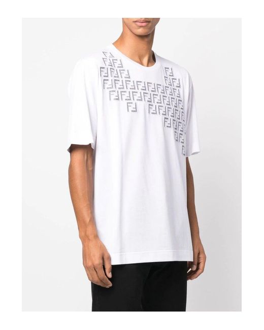 Fendi White Ff Branding T-shirt for men